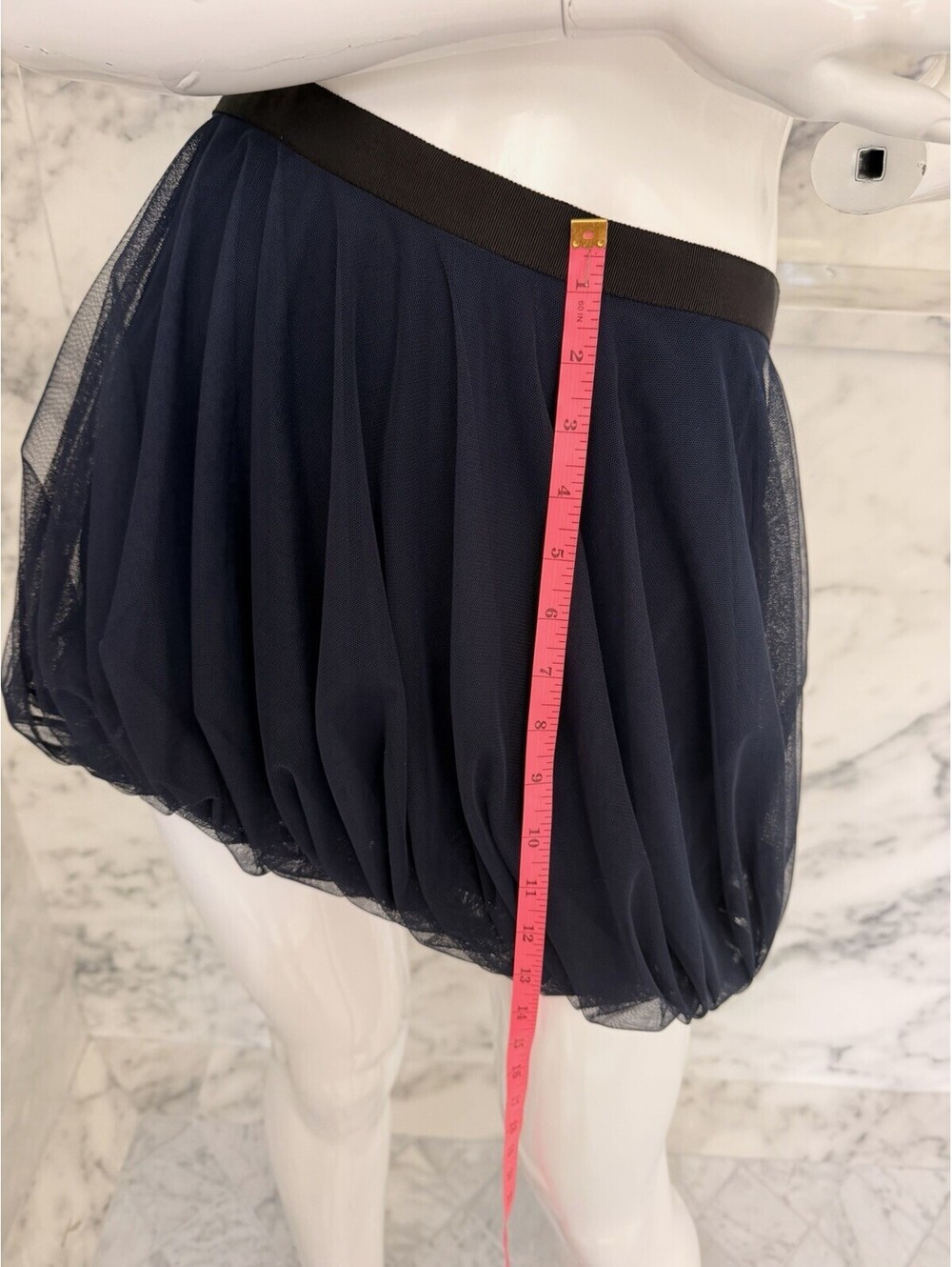 Haute Hippie Nude Twilight Navy Blue Tulle Bubble Mini Skirt Silk Size M NWT - Picture 6 of 9